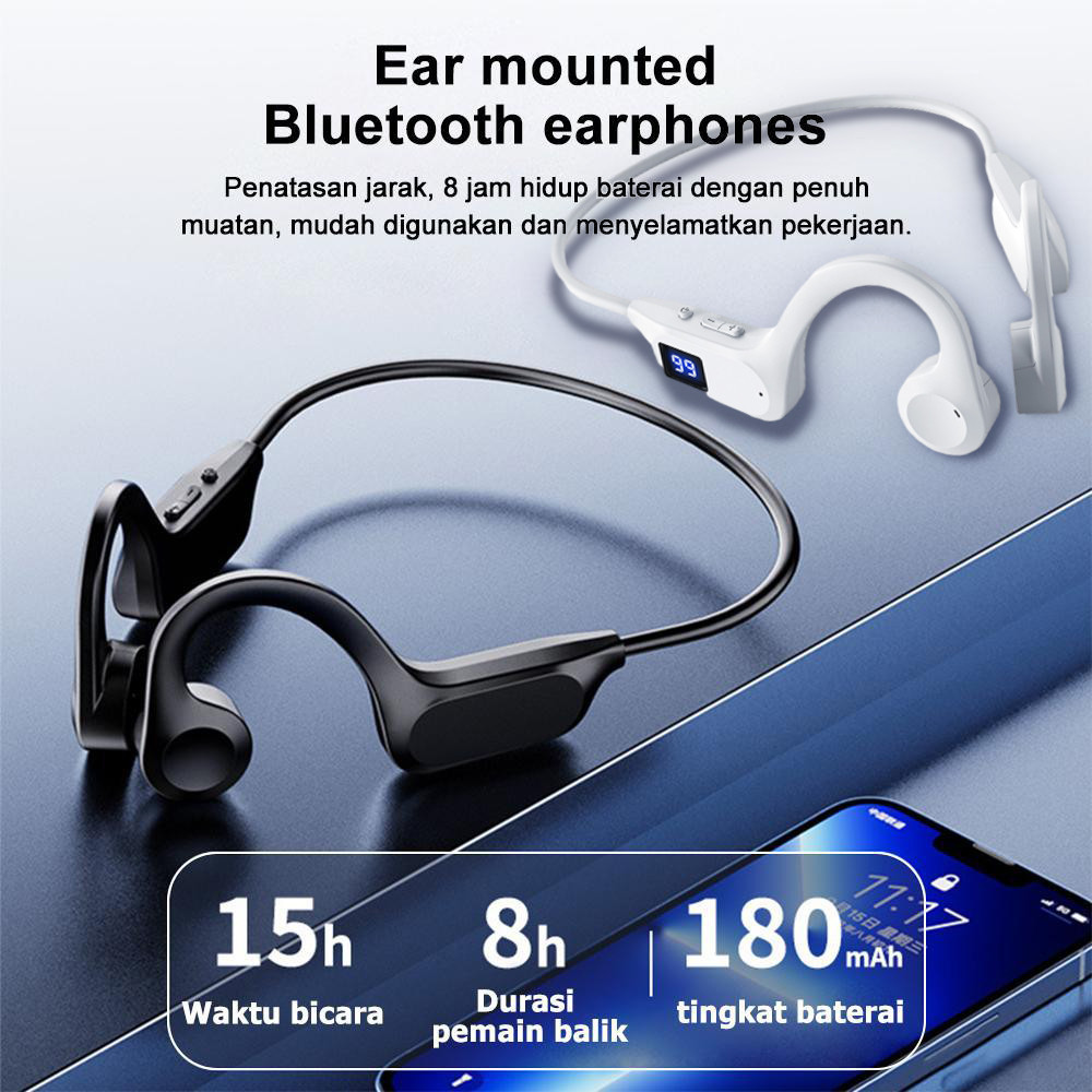 Model Baru Konduksi Udara mp3 headset memory card Earphone Bluetooth Dengan Kartu memori SD Card Ola