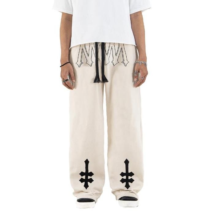 DENIMITUP H zigzag sweat pants - White Bone - Celana Panjang Pria PS