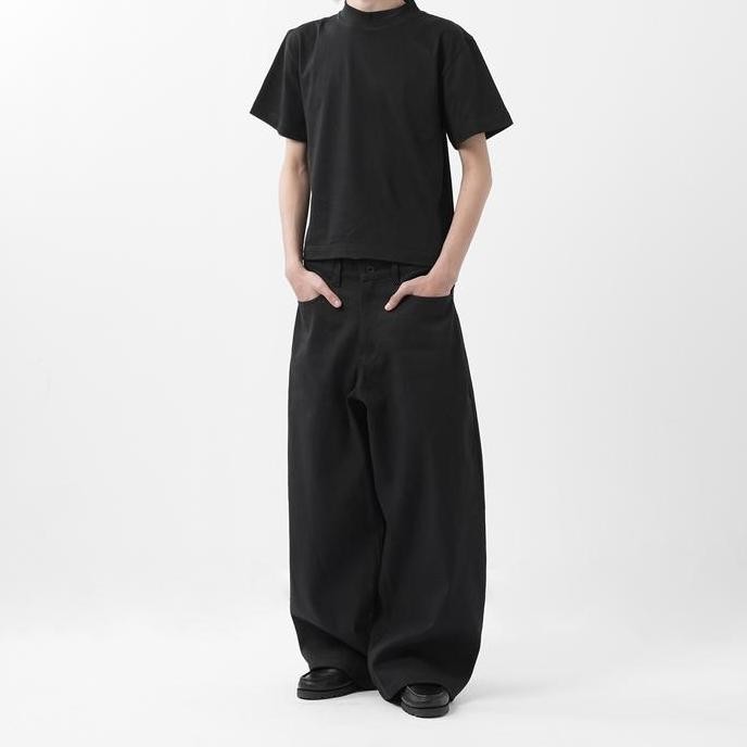'Forma' Wide Black Denim Pants / Celana Panjang Bahan Denim / Celana Unisex LA