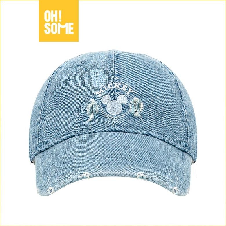 OHSOME x Disney- Disney Mostorhata Mickey Mouse Series Classic Icon Baseball Cap Topi Denim Karakter