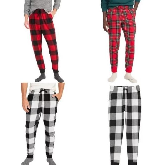 Celana Tidur Jogger Pria O N Matching Plaid Flannel Joger Pajama Lounge Pants Red - Piyama Tidur Pri