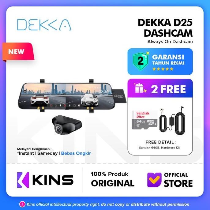 NEW Dashcam DEKKA D25 2K Dual Camera Mirror Dashcam Memory Included