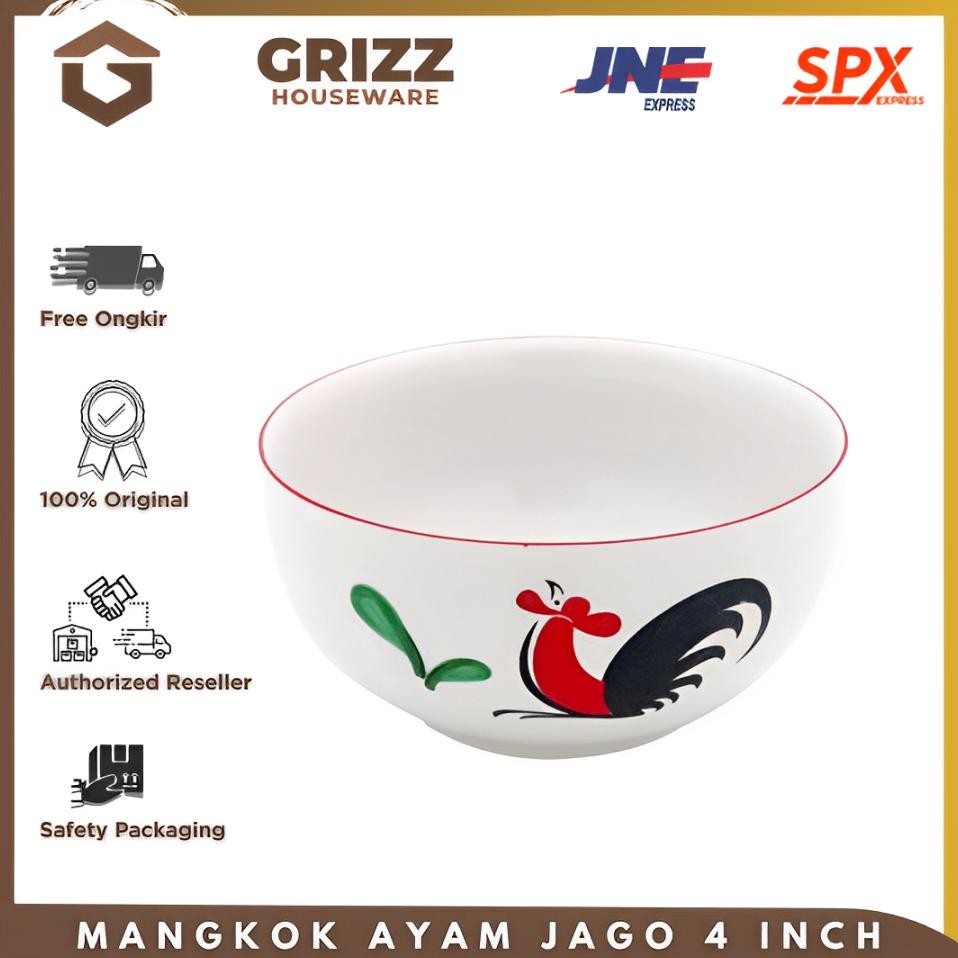 Kedaung Mangkuk Sayur / Vegetable Bowl Kukuruyuk 4'5 Inc Mangkok Nasi Kopin Ayam Jago Ukuran 4,5 Inc