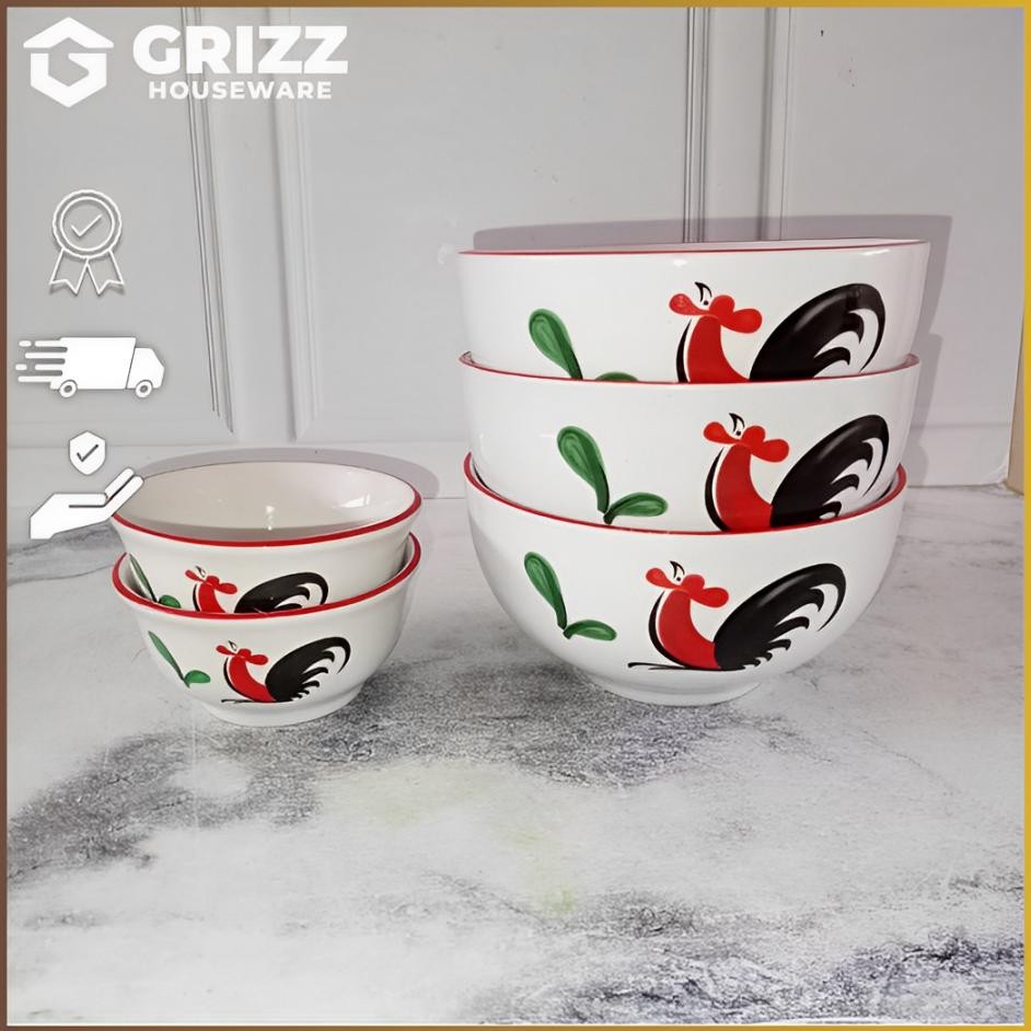 Kedaung Mangkuk Sayur / Vegetable Bowl Kukuruyuk 4'5 Inc Mangkok Nasi Kopin Ayam Jago Ukuran 4,5 Inc