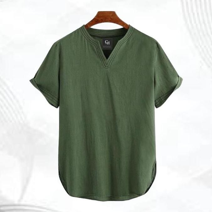 (Good) Premium Koko Pria Dewasa Adam Tanpa Kerah Lengan Pendek Polos Ukuran