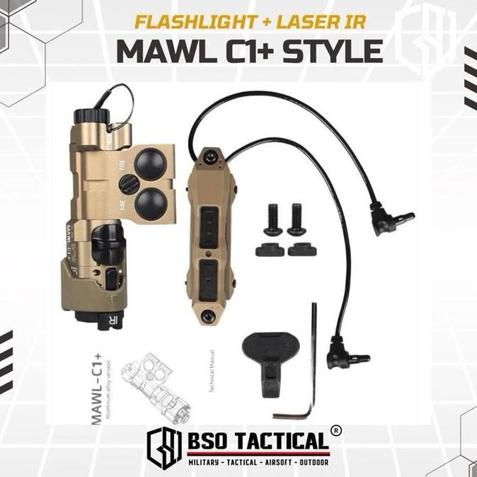 Mawl C1+ Tactical Flashlight Aiming Laser Ir Led Senter 4 Fitur Kualitas Terbaik Harga Termurah