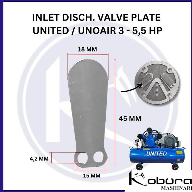 Inlet Discharge Valve Plate United Unoair Plat Klep Kecil Kompresor Angin 3 HP & 5.5 HP