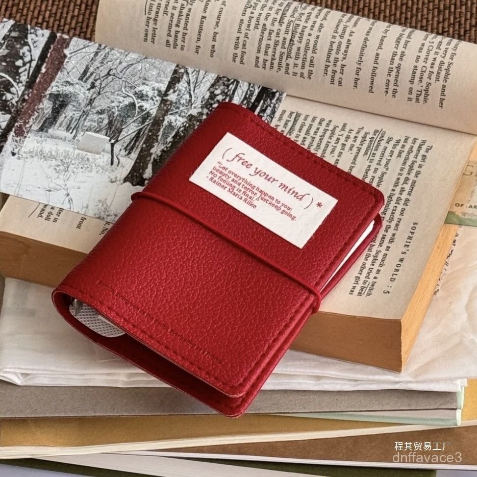 

Xiaohongshu Same Style Color Soft Leather5Handbook detachable loose-leaf notebook diary notebook