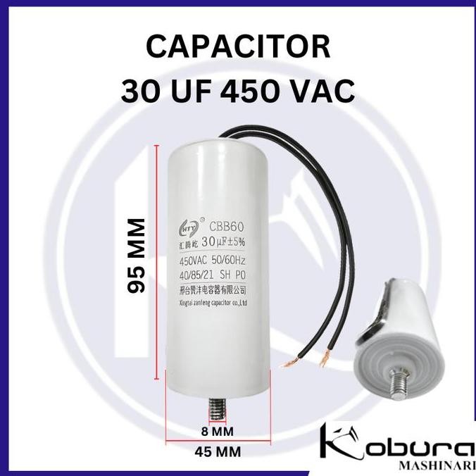 Capacitor CBB60 Kapasitor 30 UF 450 VAC Baut Untuk Mesin Elektromotor Kompressor Angin Portable