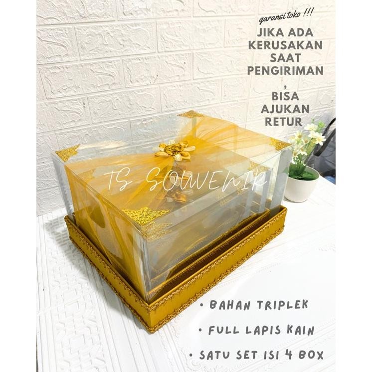 Kotak Hantaran Kotak Seserahan Box Hantaran Mika Tile 1 Set Gold
