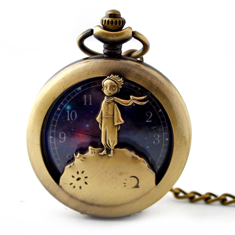 Boshiya Pocket Watch Little Prince Pocket Watch Hollow Anime Pocket Watch Cartoon Quartz Watch Neckl