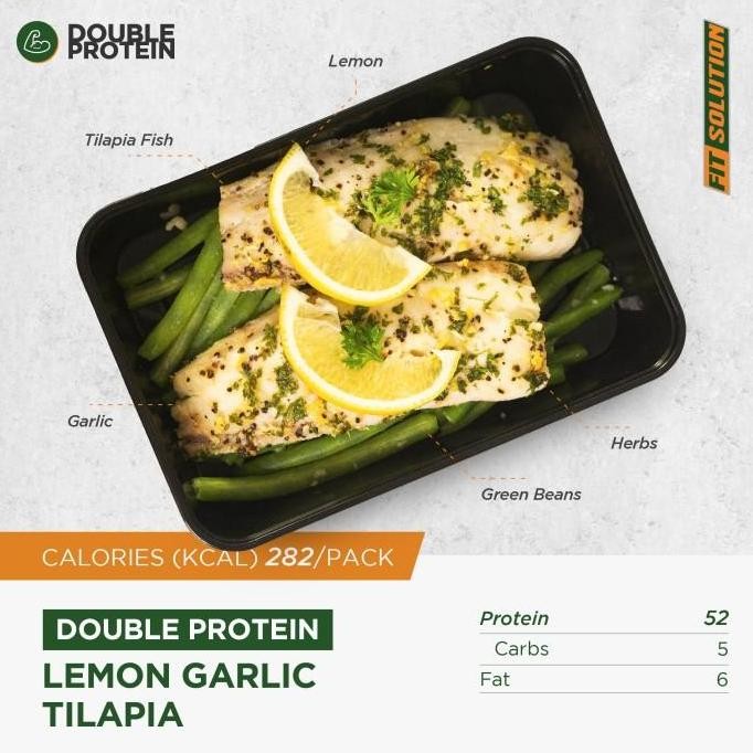 

(Good) DOUBLE PROTEIN Lemon Garlic Tilapia (52Gr Protein) Healthy Diet Meal