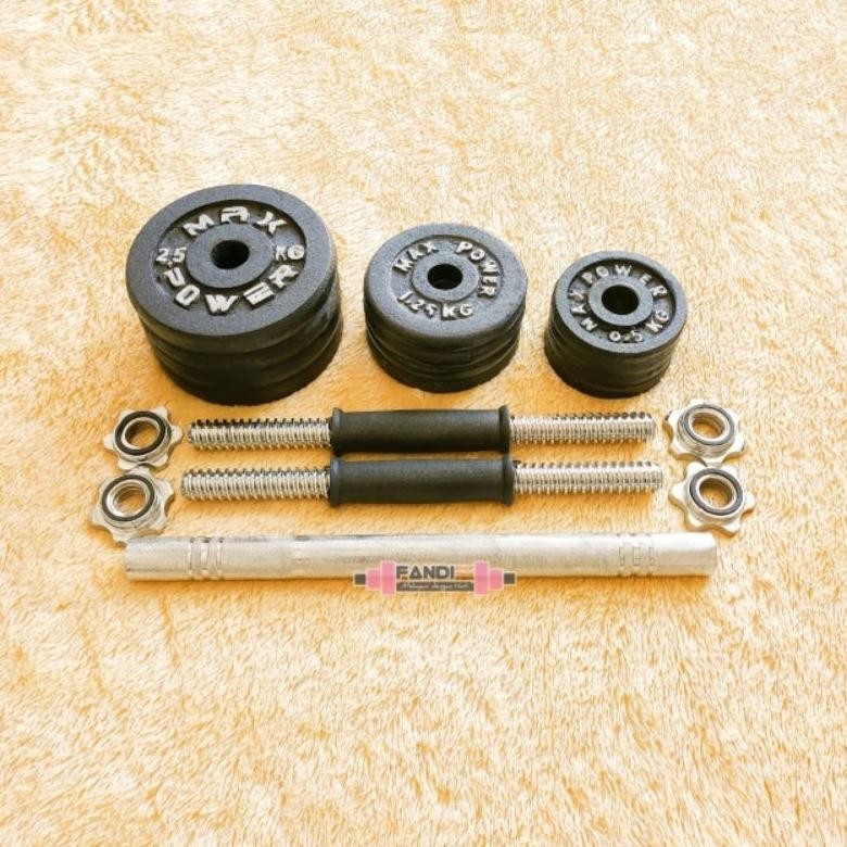 [Stik Rubber/Karet] BARBEL 20KG / DUMBBELL SET 20KG / BARBEL SET 20KG-2 SET 10KG