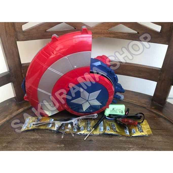 DS47 >> Captain America Automatic Water Gel Gun Shield Blaster Mainan Anak