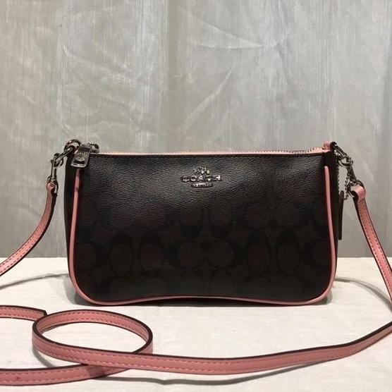 ready stock [SIAP DIKIRIM] Tas COCH F58321 Top Handle Pouch Crossbody Mahogany Pink