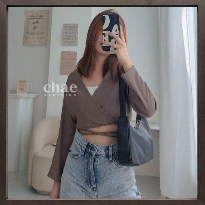 Termurah Yuna Wrap Top / Knit Crop Top / Crop Tied Top / Wrapped Top / Knit Wrap Top / Tied Top / Ti
