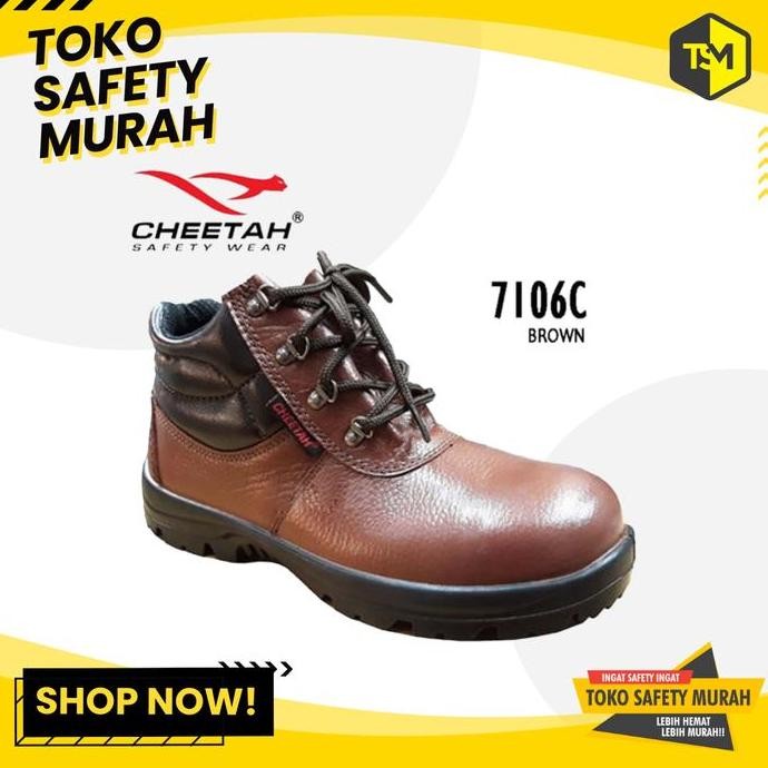 Sepatu Safety Cheetah 7106C Safety Shoes Original Sepatu Safety Proyek Warna Coklat
