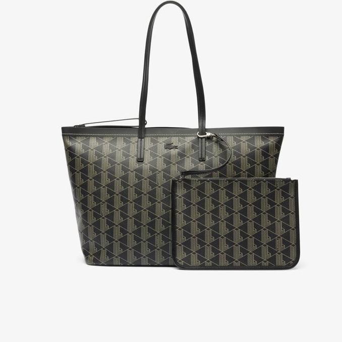 ready stock Lacoste Women's Zely Grained Tote Bag With Pouch Laptop 15 inch