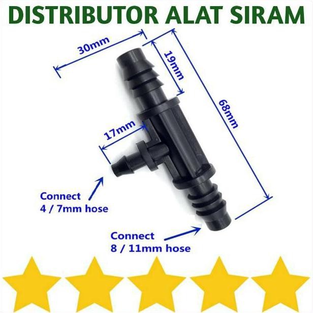 Promo Cod Connector Reducer Tee 11 Ke 7Mm Nepel T Konektor Untuk Selang Pe 8 X 11 Mm & 4 X 7Mm Uniri