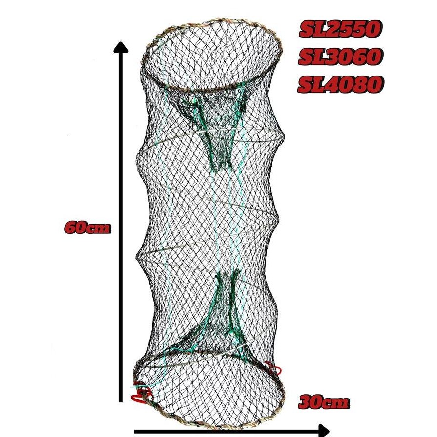 DF195>> Phoenix Land Bubu Perangkap Ikan Udang Kepiting Lipat Bentuk Lingkaran Jaring Nilon Ikan Uda