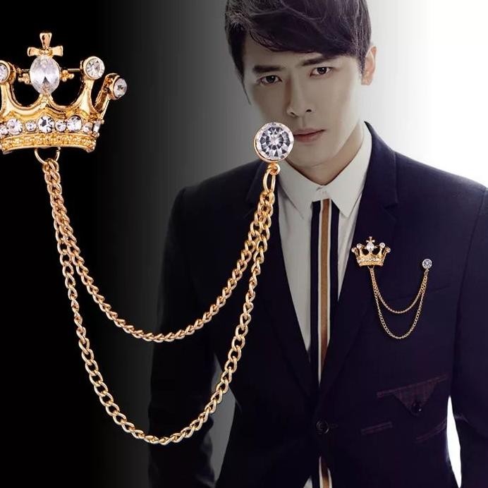 Lapel Pin Bros Jas Wedding Vintage Crown Aksess Pin Jas Blazer