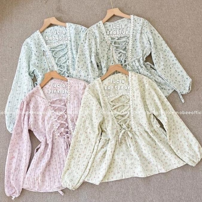 FAIRY TALE COQUETTE TOP // BLOUSE COTTAGE AESTHETIC TALI BUNGA ATASAN WANITA PEPLUM Renda Motif