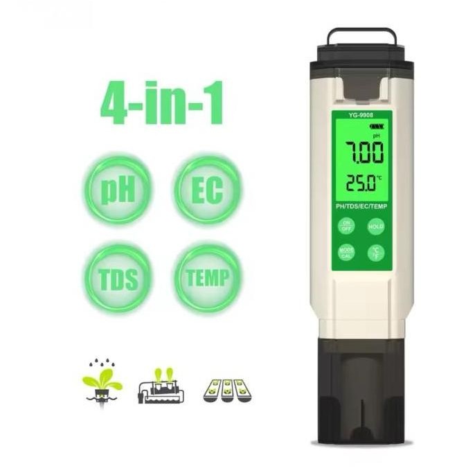 YG9908 ALAT UKUR PH TDS EC SUHU TESTER METER AIR  YG-9908 HIDROPONIK ORIGINAL DAN TERPERCAYA