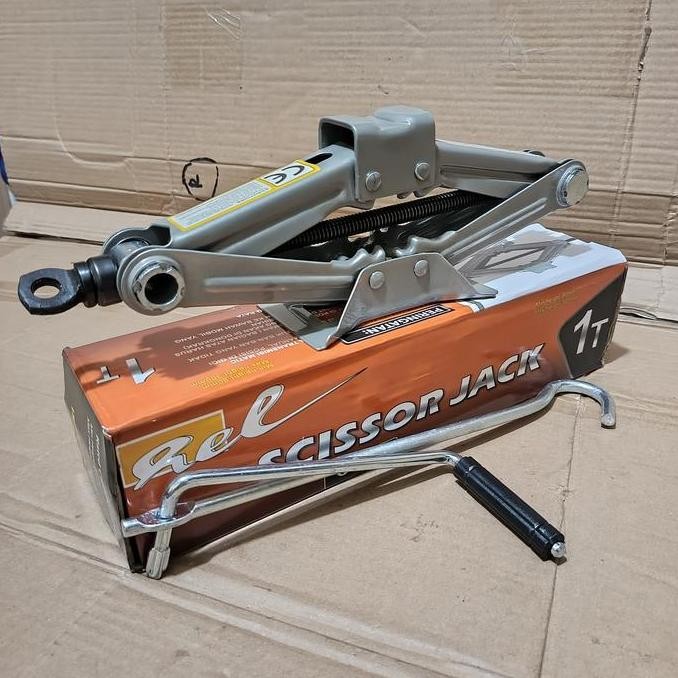 DONGKRAK MOBIL MODEL JEMBATAN REL SCISSOR JACK 1 TON UNIVERSAL - KUNCI RODA L UK 21MM READY DONGKRAK