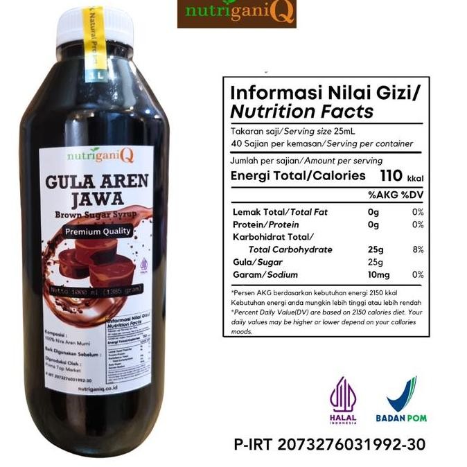 

Grosir Nutriganiq Gula Aren Jawa Cair | Brown Sugar Syrup Kualitas Premium Organik Murni Tanpa Pemanis Buatan 1 Liter | 1,385 Kg