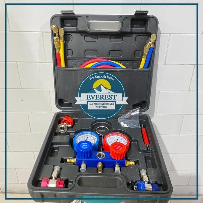 METERAN AC MANIFOLD GAUGE ALAT CEK AC MOBIL KOMPLIT FULL SET ORIGINAL DAN TERPERCAYA