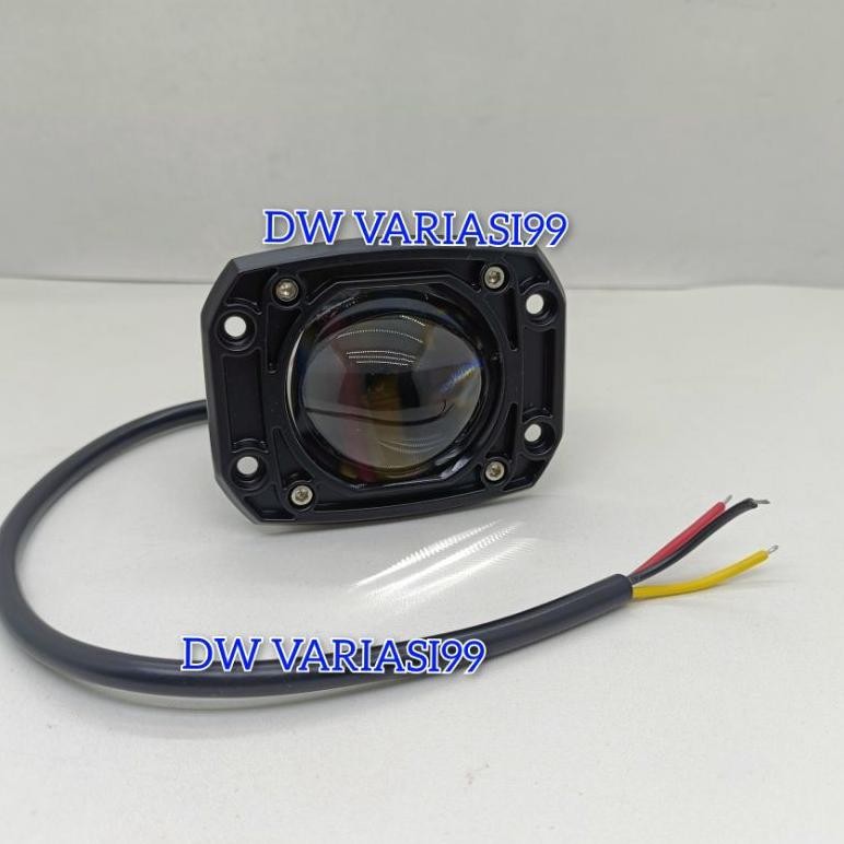 Lampu Foglamp Laser Gun Led Bumper kotak Bemper mobil 3inc Kuning Putih Free Saklar