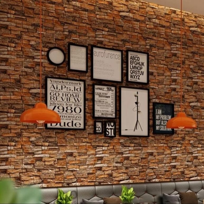 Wallpaper Dinding Foam 3D Isi 10 Lembar Motif Batu Bata Alam // Wall Stiker Dinding 3D Timbul Motif 