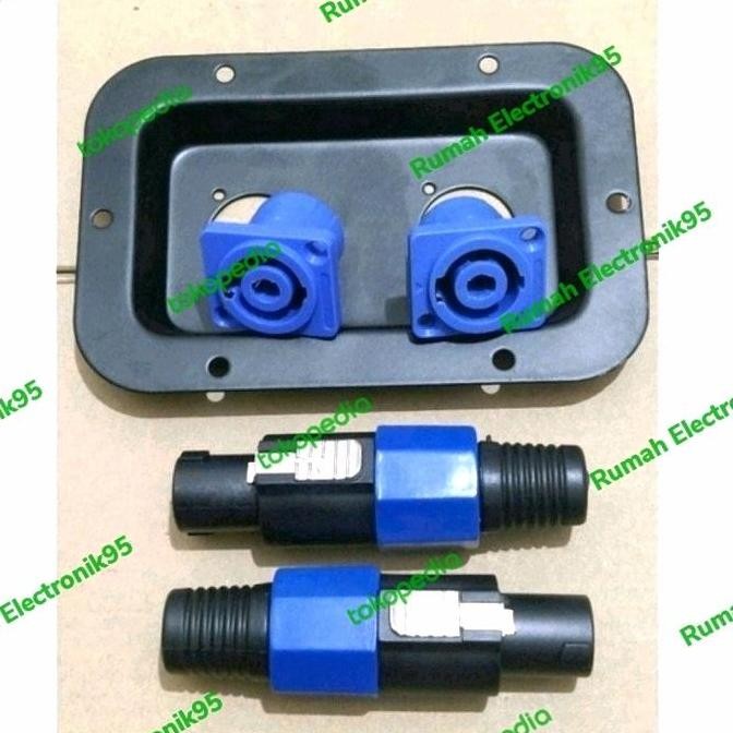 DF192 }} PLAT PANEL DUDUKAN SPEAKON LENGKAP SOCKET+JACK SPEAKON