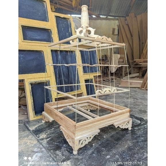 sangkar cungkok bahan full jati ambrukan