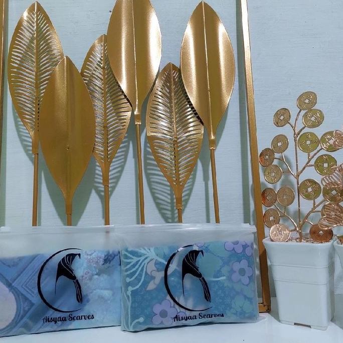 (Good) Hijab Segiempat Motif Seri Warna Biru/Blue/Blue Sky/Navy