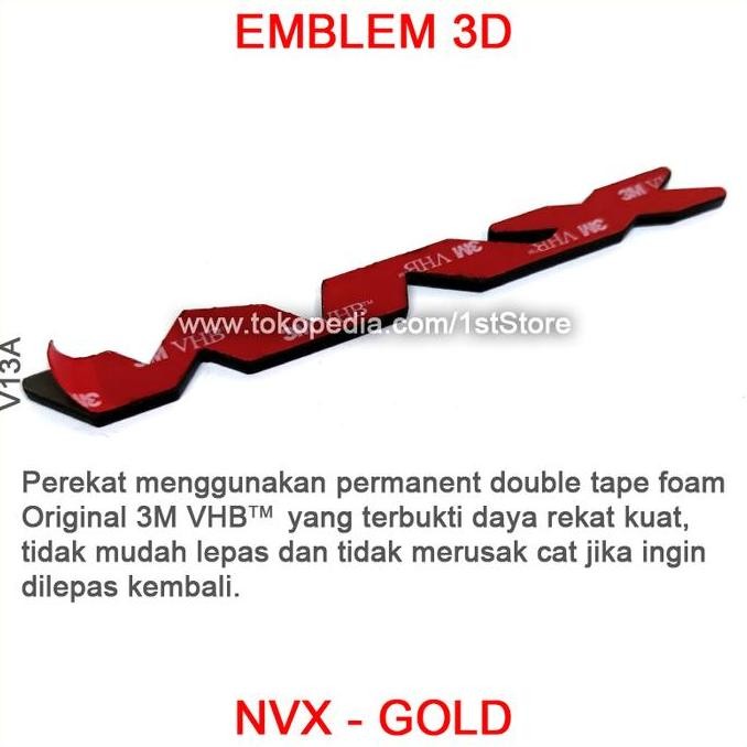 DY105 >> Emblem NVX Gold Logo 3D Timbul Yamaha Aerox 155 Malaysia Not Original