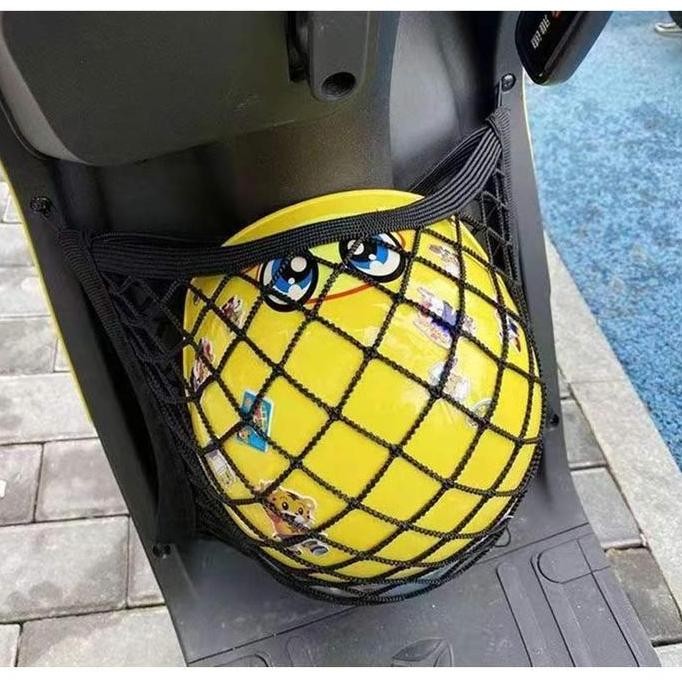 DF264>> Jaring Helm Motor Tas Jaring Mesh Penyimpanan Barang Dua Layer Elastisitas Car Net Organizer
