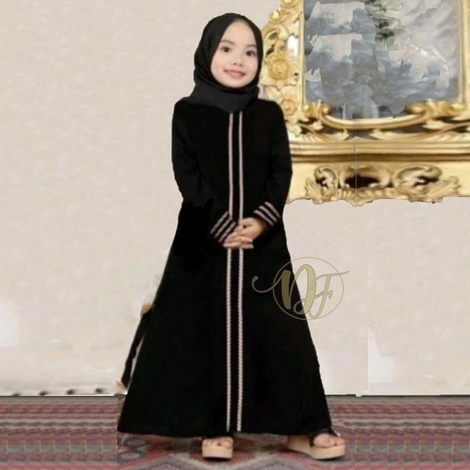 (Good) Gamis Anak 3-12 tahun Abaya Turkey Jetblack / Pakaian Muslim Anak / Dress Muslimah anak / Dre