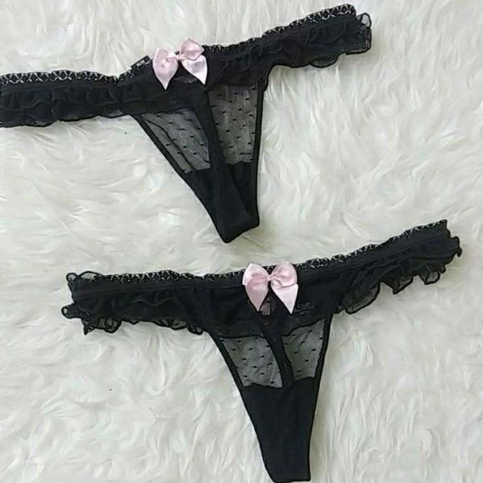 VS THONG VICTORIA SECRET G STRING PANTY CELANA DALAM SEXY BLACK LACE