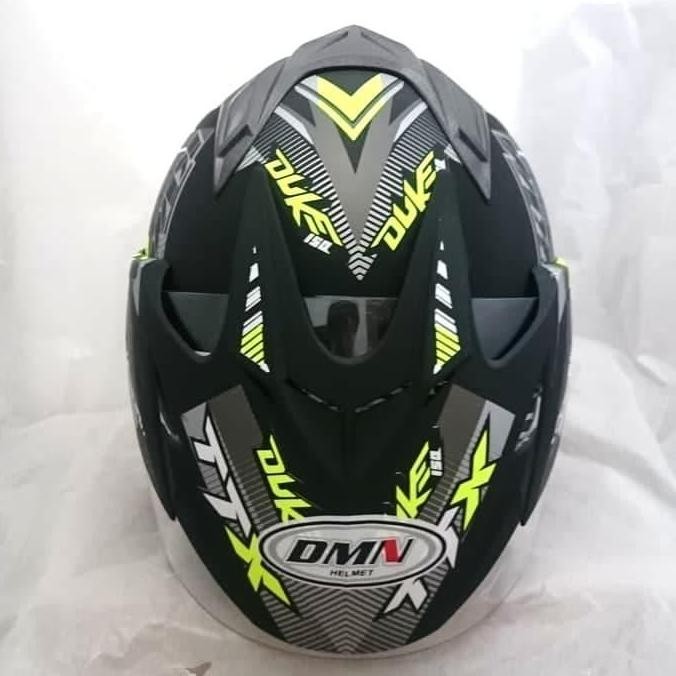 Helm 2 Kaca (Double Visor) Black Doff Yellow Duke Dmn