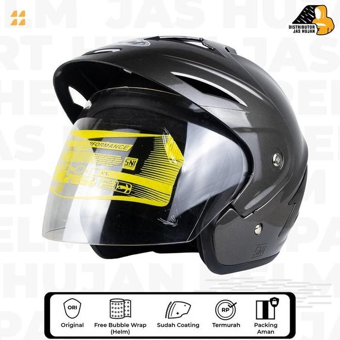 Helm Ukuran Besar Xl Xxl Gunmetal Glossy