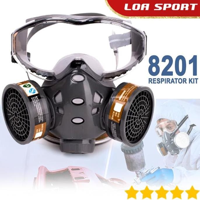 Masker Gas Respirator Full Face 8201 Cat Semprot Tambang Industri Lab