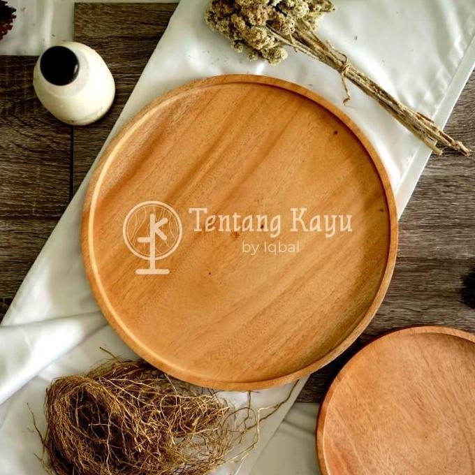 (Best) Round Tray Nampan Kayu Bulat Baki Kayu Bulat Ukuran Besar dan Kecil