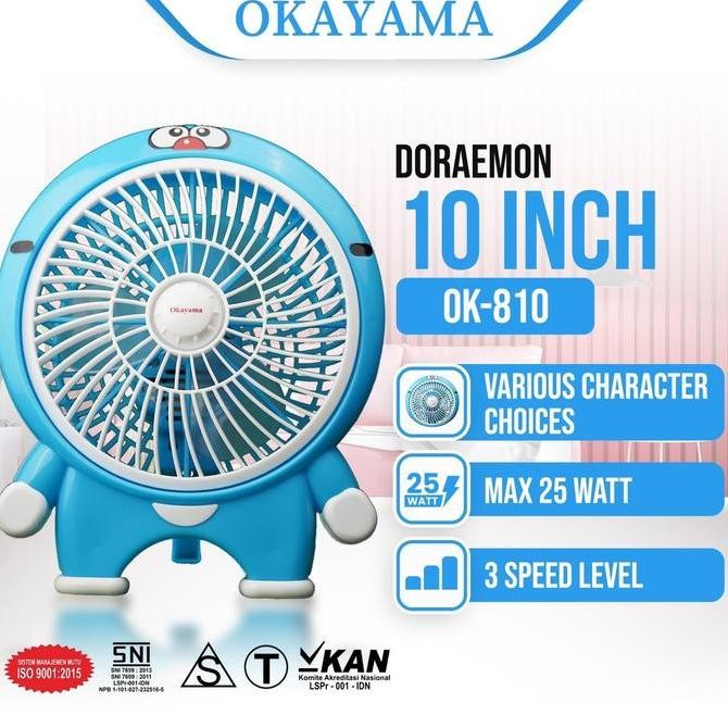 KIPAS ANGIN KARAKTER LUCU 10 INCH OKAYAMA OK-810 kip as kipas  angin