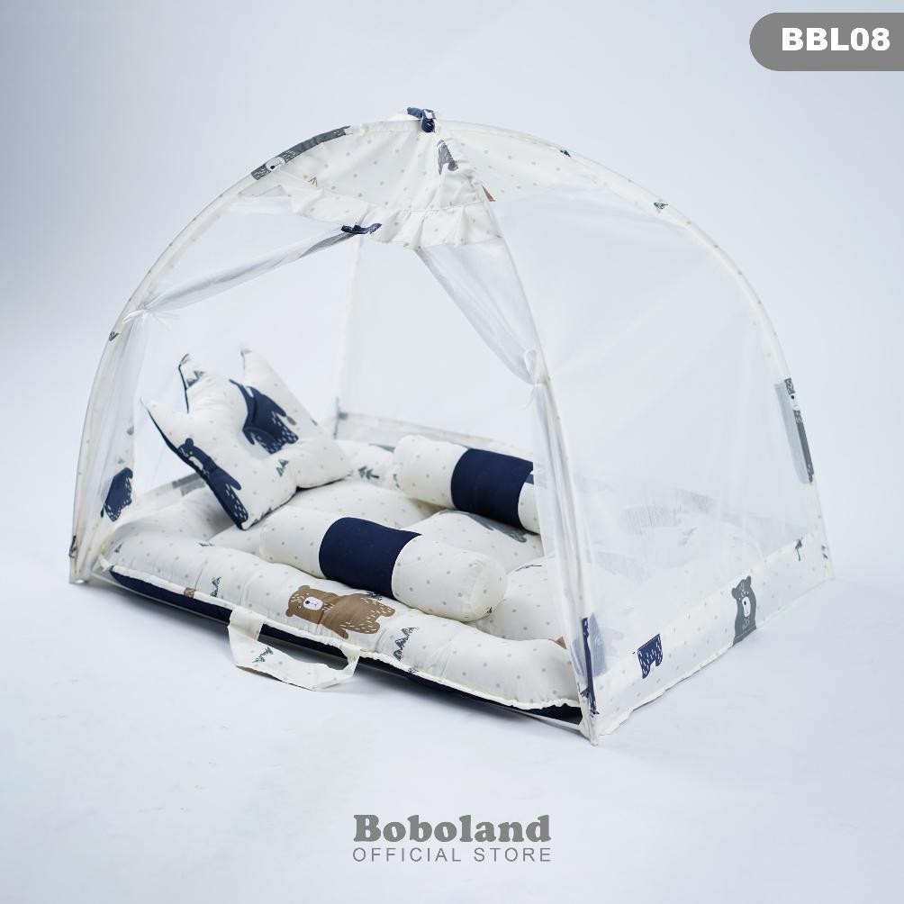 BOBOLAND Kasur Bayi Kelambu Premium Set Lengkap Bantal Guling Kelambu Bayi