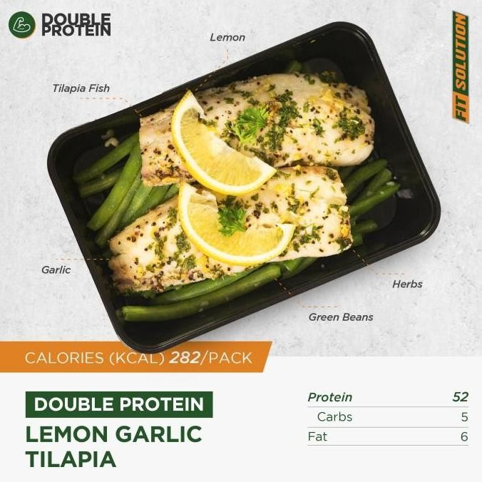 

(Best) DOUBLE PROTEIN Lemon Garlic Tilapia (52Gr Protein) Healthy Diet Meal