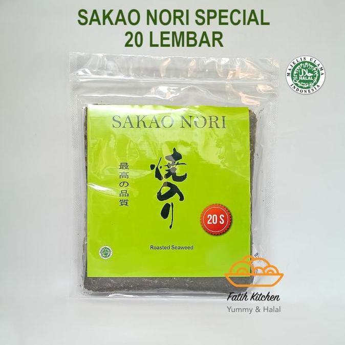 

New Sakao Nori Sushi Nori 20 lembar Halal MUI - Seaweed Rumput Laut