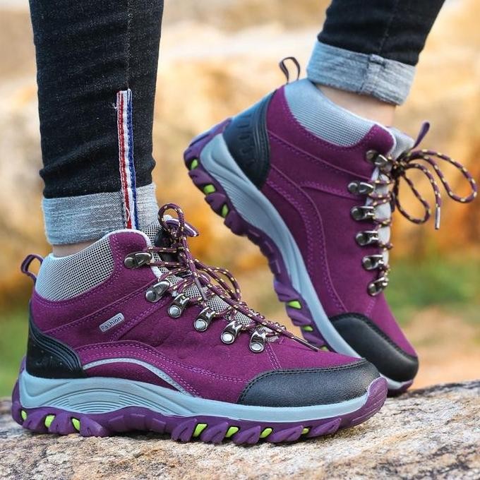 Sepatu Wanita Cewek Gunung Waterproof Sepatu Hiking Boots Sepatu Mendaki