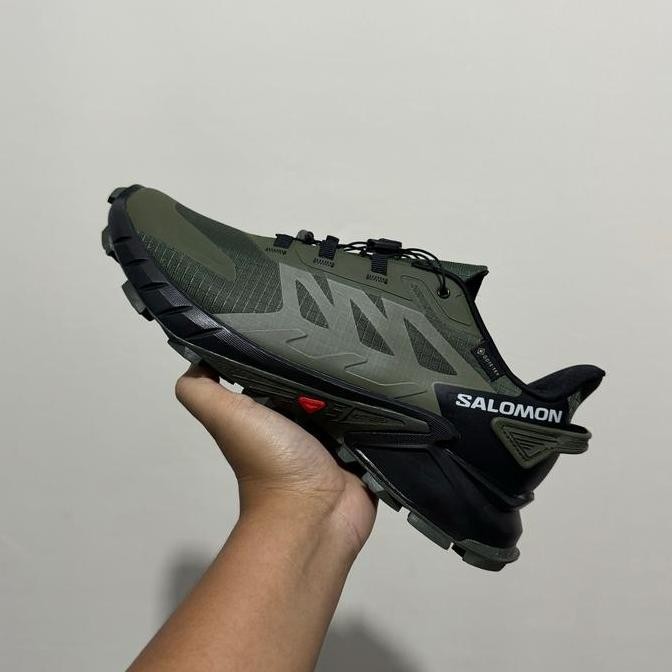 Sepatu Salomon Supercroos 4 Gtx Trail Green Army Original Vietnam
