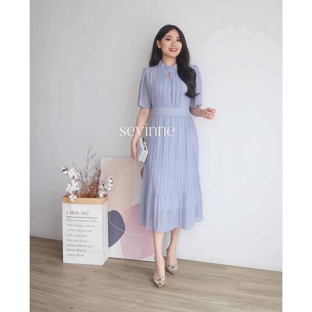 Sevinneclothing - ELEANOR Dress - Dress Korea - Midi Dress - Dress Bumil - Dress Plisket - Dress Pes